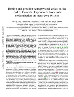 Honing and proofing Astrophysical codes on the road to Exascale.
  Experiences from code modernization on many-core systems