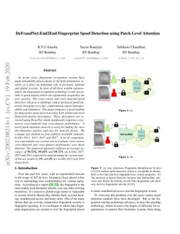 DeFraudNet:End2End Fingerprint Spoof Detection using Patch Level
  Attention