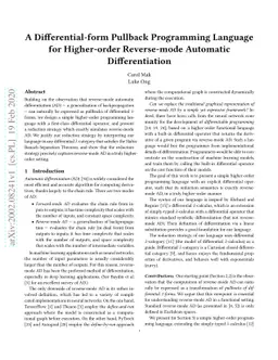 A Differential-form Pullback Programming Language for Higher-order
  Reverse-mode Automatic Differentiation