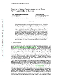 Distance-Based Regularisation of Deep Networks for Fine-Tuning