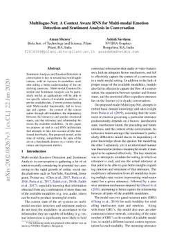 Multilogue-Net: A Context Aware RNN for Multi-modal Emotion Detection
  and Sentiment Analysis in Conversation