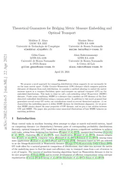 Theoretical Guarantees for Bridging Metric Measure Embedding and Optimal
  Transport