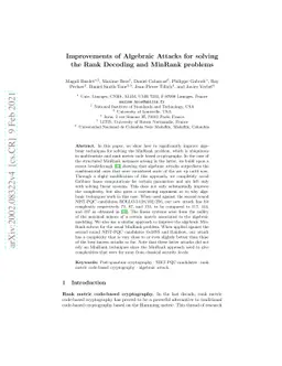 Improvements of Algebraic Attacks for solving the Rank Decoding and
  MinRank problems