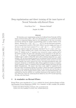 Deep regularization and direct training of the inner layers of Neural
  Networks with Kernel Flows