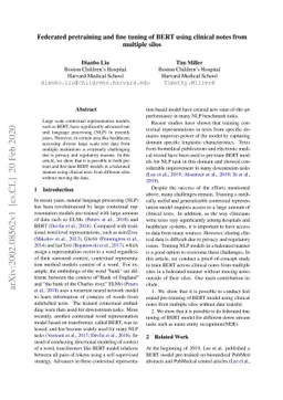 Federated pretraining and fine tuning of BERT using clinical notes from
  multiple silos