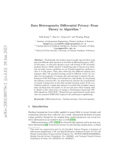 Data Heterogeneity Differential Privacy: From Theory to Algorithm