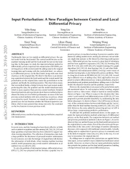 Input Perturbation: A New Paradigm between Central and Local
  Differential Privacy