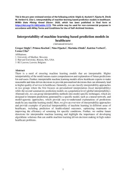 Interpretability of machine learning based prediction models in
  healthcare