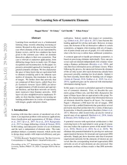On Learning Sets of Symmetric Elements
