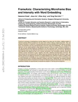 FrameAxis: Characterizing Microframe Bias and Intensity with Word
  Embedding