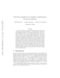 Diversity sampling is an implicit regularization for kernel methods