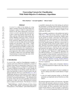 Uncovering Coresets for Classification With Multi-Objective Evolutionary
  Algorithms