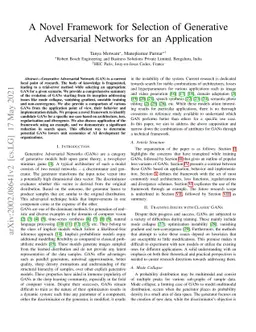 A Novel Framework for Selection of GANs for an Application