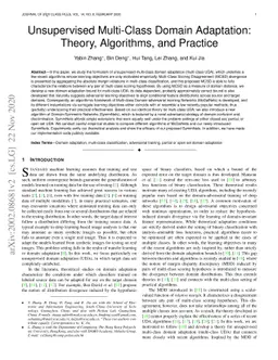 Unsupervised Multi-Class Domain Adaptation: Theory, Algorithms, and
  Practice
