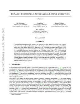 Towards Certifiable Adversarial Sample Detection