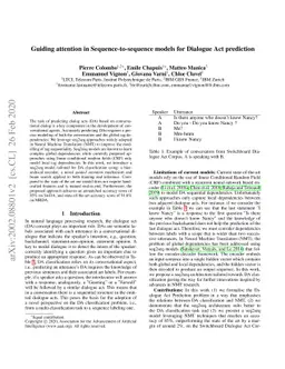 Guiding attention in Sequence-to-sequence models for Dialogue Act
  prediction