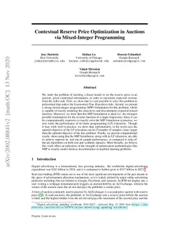 Contextual Reserve Price Optimization in Auctions via Mixed-Integer
  Programming