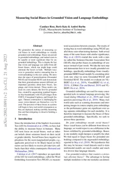 Measuring Social Biases in Grounded Vision and Language Embeddings