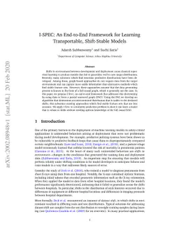 I-SPEC: An End-to-End Framework for Learning Transportable, Shift-Stable
  Models