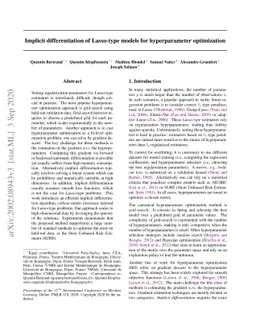 Implicit differentiation of Lasso-type models for hyperparameter
  optimization