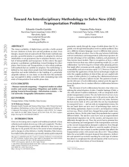 Toward An Interdisciplinary Methodology to Solve New (Old)
  Transportation Problems