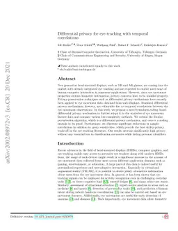 Differential Privacy for Eye Tracking with Temporal Correlations