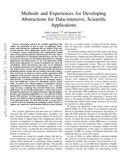 Methods and Experiences for Developing Abstractions for Data-intensive,
  Scientific Applications