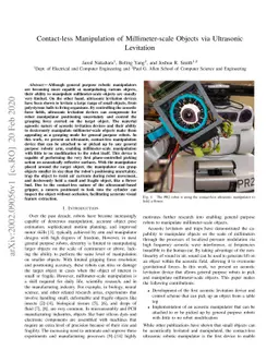 Contact-less manipulation of millimeter-scale objects via ultrasonic
  levitation
