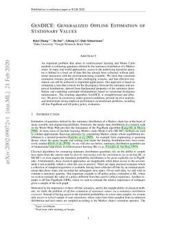 GenDICE: Generalized Offline Estimation of Stationary Values