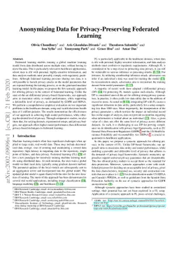 Anonymizing Data for Privacy-Preserving Federated Learning