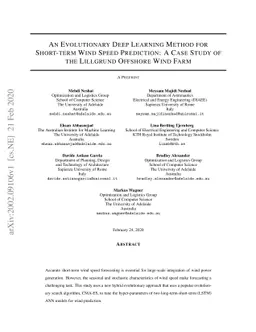 An Evolutionary Deep Learning Method for Short-term Wind Speed
  Prediction: A Case Study of the Lillgrund Offshore Wind Farm