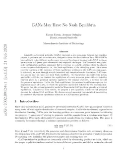 GANs May Have No Nash Equilibria