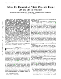 Robust Iris Presentation Attack Detection Fusing 2D and 3D Information