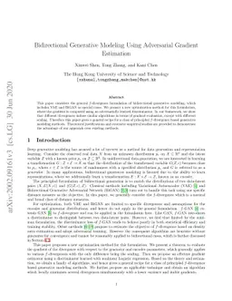 Bidirectional Generative Modeling Using Adversarial Gradient Estimation