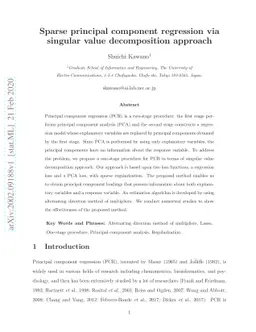 Sparse principal component regression via singular value decomposition
  approach