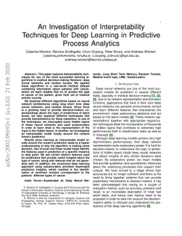An Investigation of Interpretability Techniques for Deep Learning in
  Predictive Process Analytics