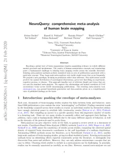 NeuroQuery: comprehensive meta-analysis of human brain mapping