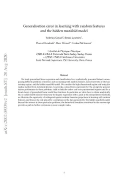 Generalisation error in learning with random features and the hidden
  manifold model