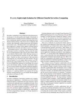 Faasm: Lightweight Isolation for Efficient Stateful Serverless Computing