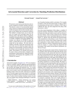 Adversarial Detection and Correction by Matching Prediction
  Distributions