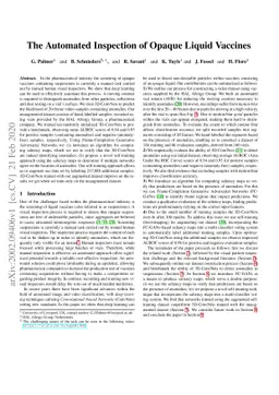 The Automated Inspection of Opaque Liquid Vaccines