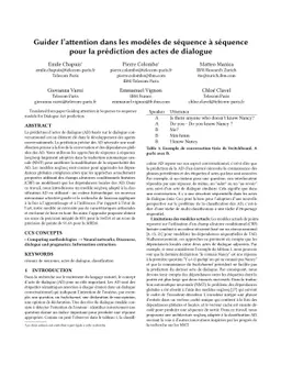 Guider láttention dans les modeles de sequence a sequence pour la
  prediction des actes de dialogue