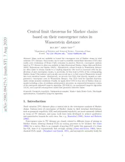 Central limit theorems for Markov chains based on their convergence
  rates in Wasserstein distance