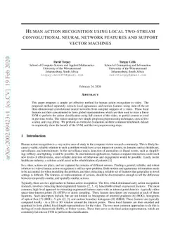 Human Action Recognition using Local Two-Stream Convolution Neural
  Network Features and Support Vector Machines