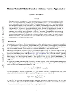 Minimax-Optimal Off-Policy Evaluation with Linear Function Approximation