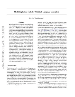 Modelling Latent Skills for Multitask Language Generation