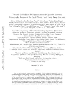 Towards Label-Free 3D Segmentation of Optical Coherence Tomography
  Images of the Optic Nerve Head Using Deep Learning