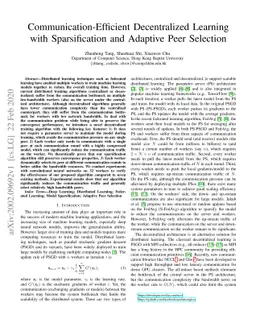 Communication-Efficient Decentralized Learning with Sparsification and
  Adaptive Peer Selection