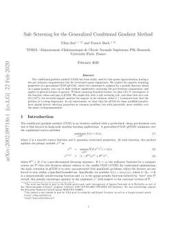 Safe Screening for the Generalized Conditional Gradient Method