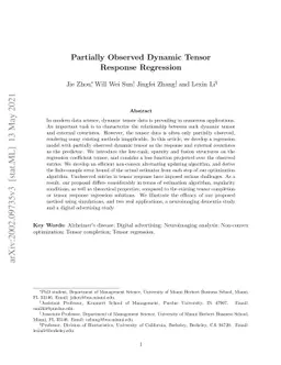 Partially Observed Dynamic Tensor Response Regression